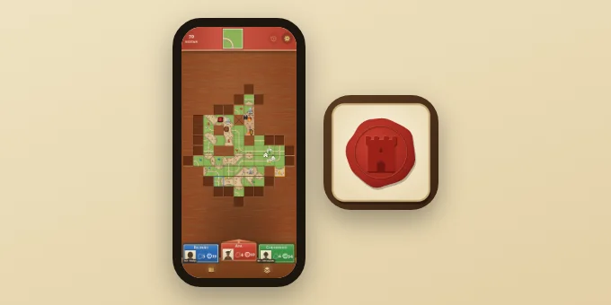 Uma partida no celular e o ícone do jogo na tela inicial