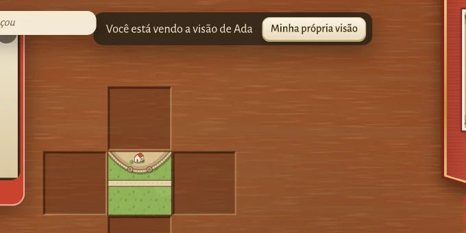 O mapa pelos olhos de outro jogador, com uma moldura mostrando a tela dele